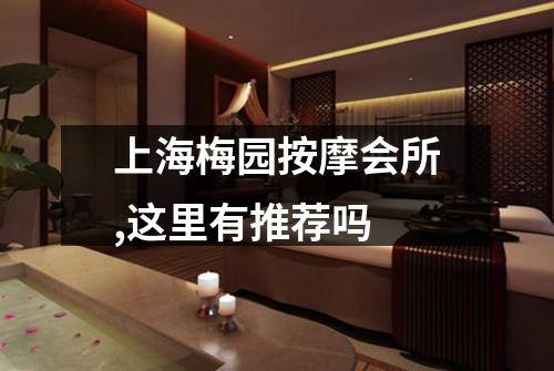 上海梅园按摩会所,这里有推荐吗
