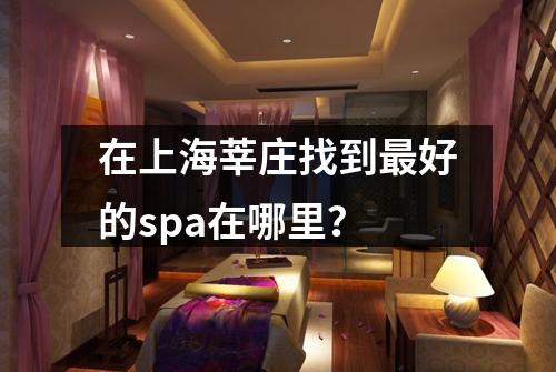 在上海莘庄找到最好的spa在哪里？