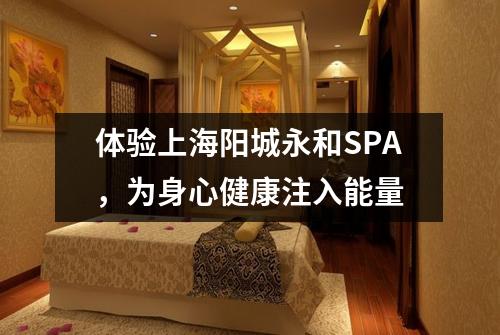 体验上海阳城永和SPA，为身心健康注入能量