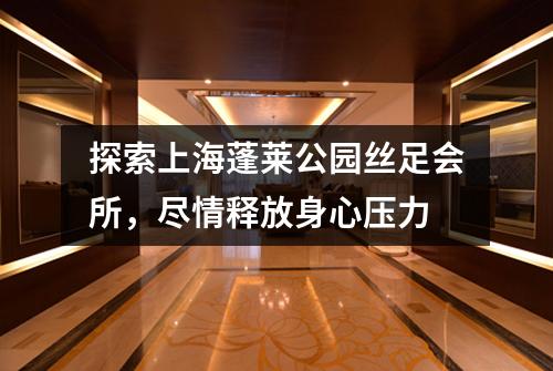 探索上海蓬莱公园丝足会所，尽情释放身心压力