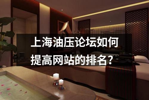 上海油压论坛如何提高网站的排名？