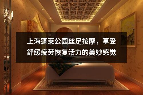 上海蓬莱公园丝足按摩，享受舒缓疲劳恢复活力的美妙感觉