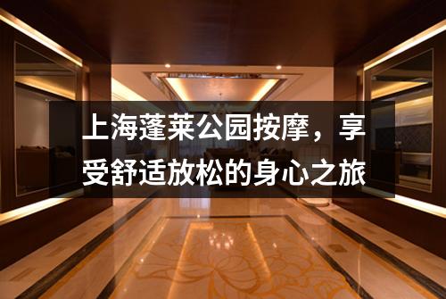 上海蓬莱公园按摩，享受舒适放松的身心之旅