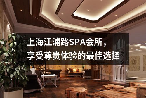 上海江浦路SPA会所，享受尊贵体验的最佳选择