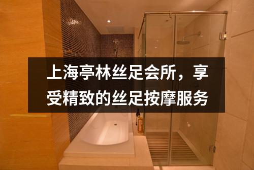 上海亭林丝足会所，享受精致的丝足按摩服务