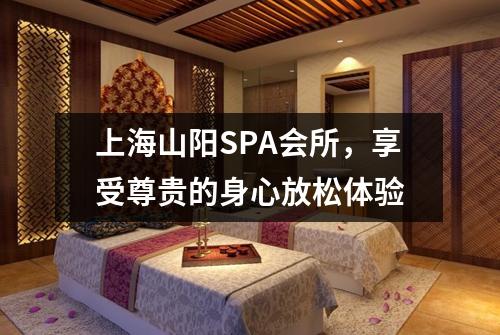 上海山阳SPA会所，享受尊贵的身心放松体验