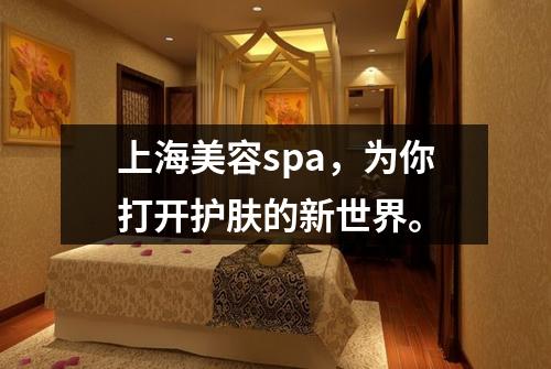 上海美容spa，为你打开护肤的新世界。