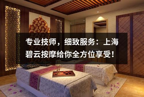 专业技师，细致服务：上海碧云按摩给你全方位享受！