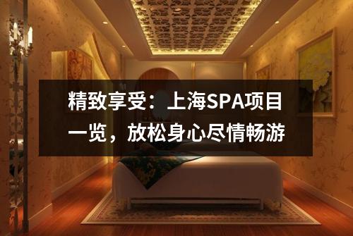 精致享受：上海SPA项目一览，放松身心尽情畅游
