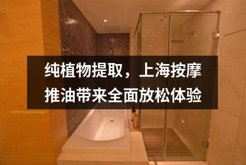 纯植物提取，上海按摩推油带来全面放松体验
