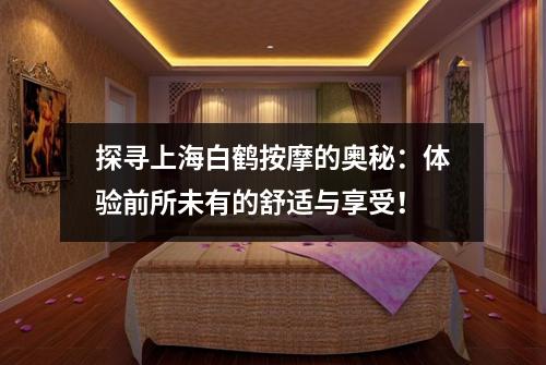 探寻上海白鹤按摩的奥秘：体验前所未有的舒适与享受！