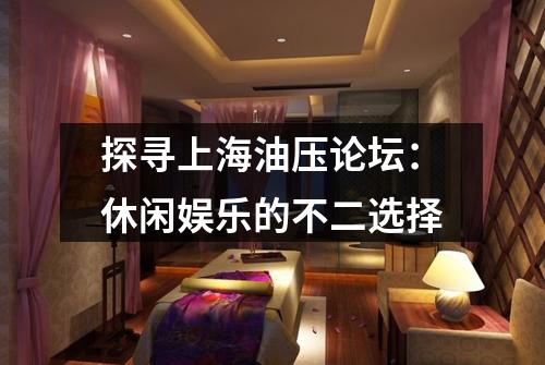 探寻上海油压论坛：休闲娱乐的不二选择