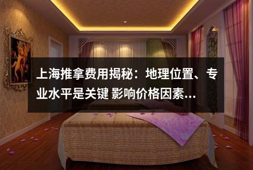 上海推拿费用揭秘：地理位置、专业水平是关键 影响价格因素有哪些？