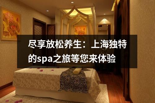 尽享放松养生：上海独特的spa之旅等您来体验