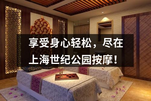 享受身心轻松，尽在上海世纪公园按摩！