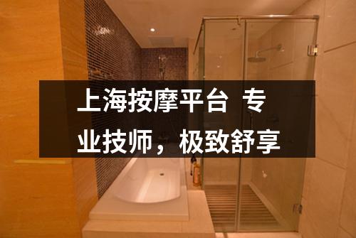 上海按摩平台  专业技师，极致舒享