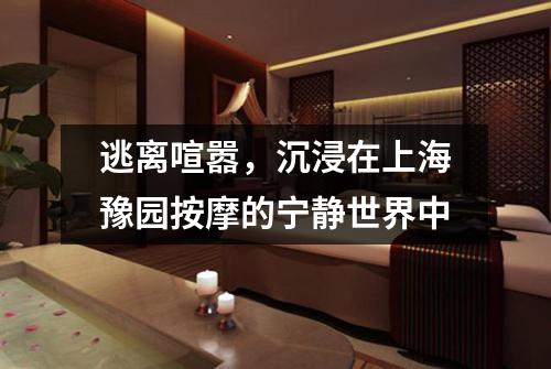 逃离喧嚣，沉浸在上海豫园按摩的宁静世界中