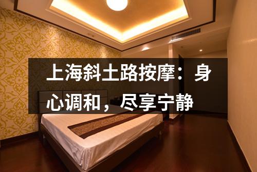 上海斜土路按摩：身心调和，尽享宁静