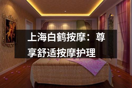 上海白鹤按摩：尊享舒适按摩护理
