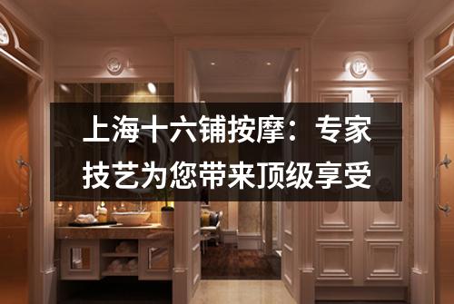 上海十六铺按摩：专家技艺为您带来顶级享受