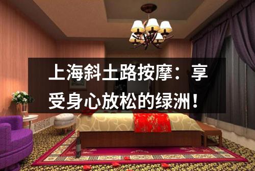 上海斜土路按摩:享受身心放松的绿洲!