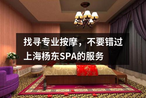 找寻专业按摩，不要错过上海杨东SPA的服务