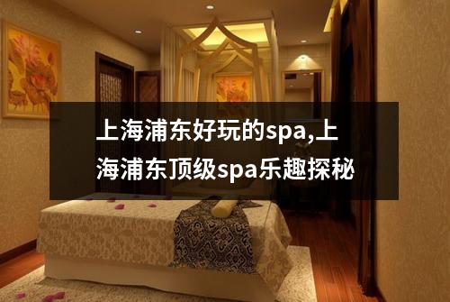 上海浦东好玩的spa,上海浦东顶级spa乐趣探秘