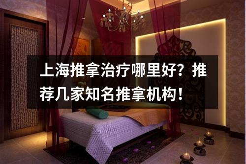 上海推拿治疗哪里好？推荐几家知名推拿机构！