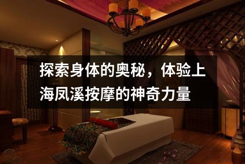 探索身体的奥秘，体验上海凤溪按摩的神奇力量