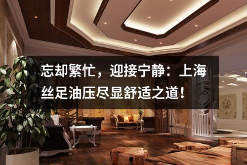 忘却繁忙，迎接宁静：上海丝足油压尽显舒适之道！