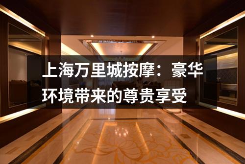 上海万里城按摩：豪华环境带来的尊贵享受