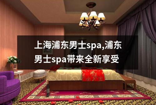 上海浦东男士spa,浦东男士spa带来全新享受