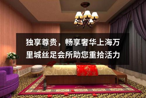 独享尊贵，畅享奢华上海万里城丝足会所助您重拾活力