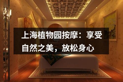 上海植物园按摩：享受自然之美，放松身心
