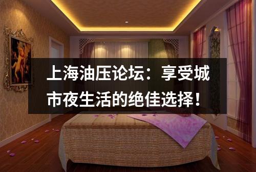 上海油压论坛：享受城市夜生活的绝佳选择！