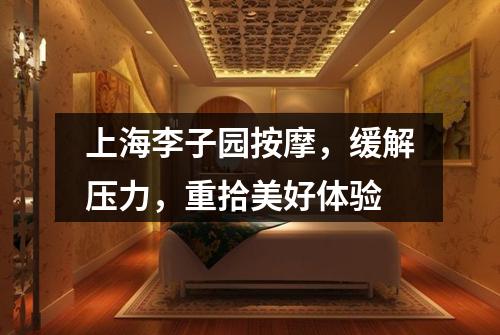 上海李子园按摩，缓解压力，重拾美好体验