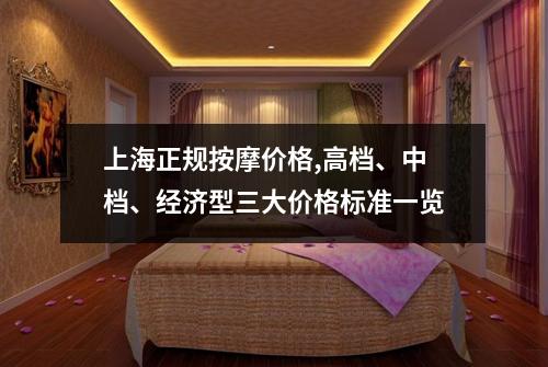 上海正规按摩价格,高档、中档、经济型三大价格标准一览
