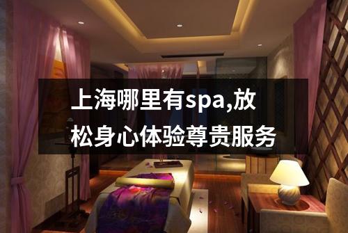 上海哪里有spa,放松身心体验尊贵服务