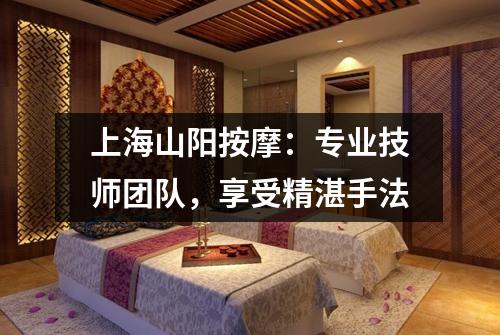 上海山阳按摩：专业技师团队，享受精湛手法