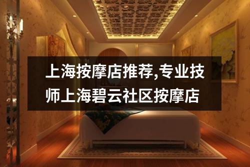 上海按摩店推荐,专业技师上海碧云社区按摩店