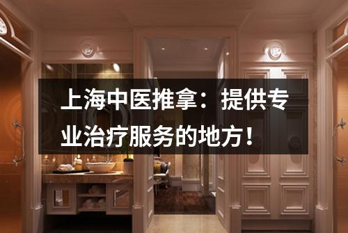 上海中医推拿：提供专业治疗服务的地方！