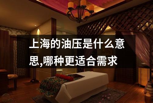 上海的油压是什么意思,哪种更适合需求