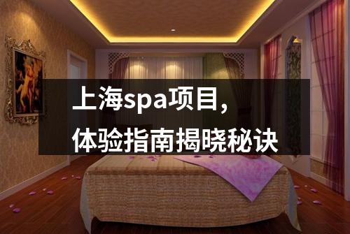 上海spa项目,体验指南揭晓秘诀