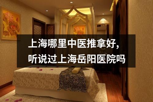 上海哪里中医推拿好,听说过上海岳阳医院吗