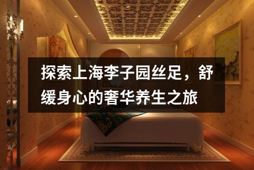 探索上海李子园丝足，舒缓身心的奢华养生之旅